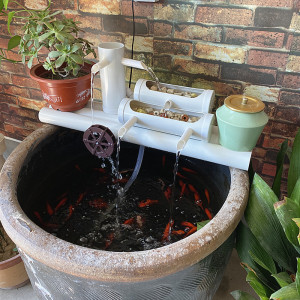 圆形鱼缸过滤器上置石槽瓷盆养鱼水循环陶瓷圆缸增氧流水