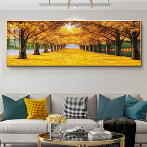 黄金满地装饰画现代简约客厅沙发背景墙挂画黄金大道黄金树壁画