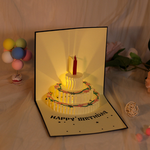 音乐生日贺卡立体3d卡片高级快乐祝福高级感送男友蛋糕风男生闺蜜