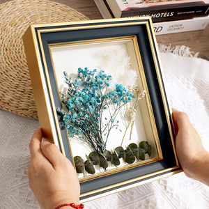 干花相框diy立体中空10寸a4手工摆台玫瑰花昆虫粘土标本展示画框