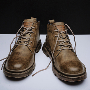 马丁靴男士工装复古中帮加绒保暖冬季靴子皮靴英伦风短靴高帮男鞋