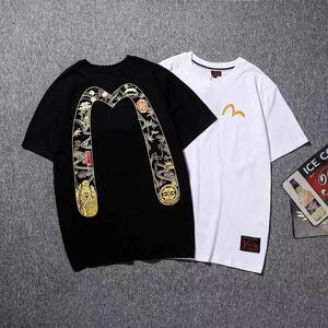 福神evisu夏季新款潮牌t恤后背大m印花圆领纯棉男士休闲大码短袖