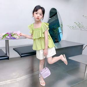 女童套装夏款2024新款女孩韩版衣服洋气时髦童装儿童夏季短袖夏装