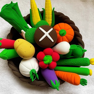 超轻粘土水果蔬菜成品橡皮泥手工制作儿童手工成品24色黏土样品.