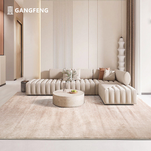 原创北欧高级轻奢客厅地毯耐脏易打理卡其灰纯色简约家用卧室加厚