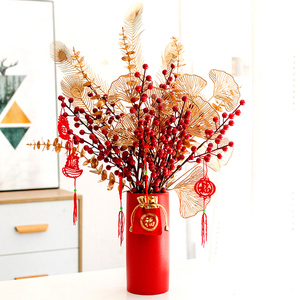 福袋花瓶钱袋子花瓶过年喜庆客厅摆件年宵花插花艺术热闹红色旺宅
