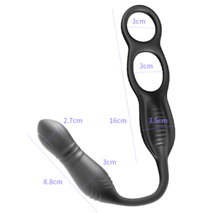 遥控震动伸缩双环锁精后庭前列腺按摩器男用肛塞振动棒情趣性用品