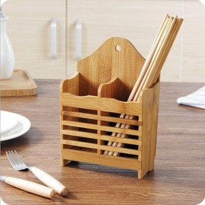 厨房置物架桌面筷子笼筷子沥水篮壁挂式餐具架勺子调羹架竹子筷笼