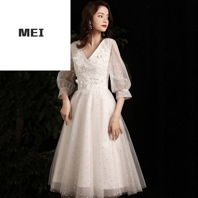 白色小晚礼服裙女公主气质宴会仙气学生梦幻18岁女生成年礼连衣裙