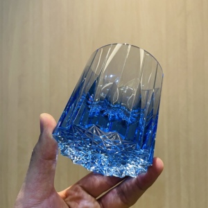 【克因】江户手工切子k9水晶杯 高端威士忌洋酒星芒杯 蓝色送男友