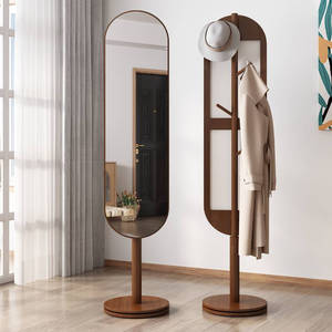 镜子全身镜卧室穿衣镜挂衣架一体立式家用旋转试衣落地ins风加宽