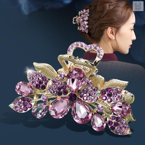 发卡妈妈款优雅大气中老年发夹气质高级假发后脑勺盘头发饰闪耀抓