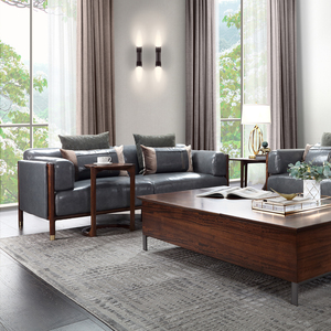 楷模 拿铁-赛迪轻奢家具真皮客厅新中式家具组合楷模沙发