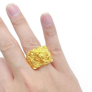 老凤祥云越南沙金霸气龙头戒指男包黄金999包18k单身贵族食指指环