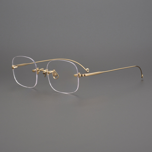 高端金丝眼镜架女无框男定制商务眼镜框气质可配度数纯钛不压鼻潮
