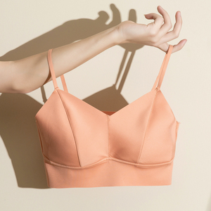 夏季薄款无痕文胸罩一体式内衣女美背小吊带背心式内搭带胸垫抹胸