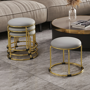 小凳子可叠放家用矮圆结实耐用沙发轻奢高级感不占空间的板凳客厅