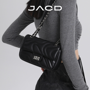 JACD小香风包包女式2024新款单肩腋下包高级感黑色链条斜挎包女包