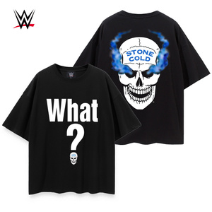 wwe潮牌2022夏季新款男士宽松落肩短袖冷石奥斯汀印花字母t恤半袖
