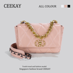 古奇凯利ceekay正品小包包女包高级感小香风菱格链条包2022夏季爆