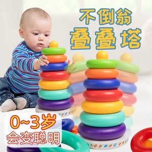 叠叠乐儿童益智玩具0-3岁宝宝七彩套圈早教彩虹塔婴儿音乐叠叠圈