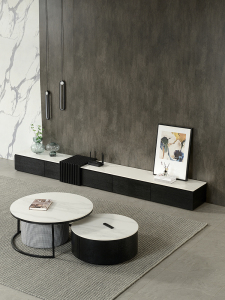 意式极简岩板电视柜客厅大小户型3米北欧现代简约长条地台柜定制