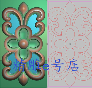 精雕图洋花小板灰度图浮雕图精品镂空洋花书柜角花通花50x98新款