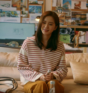 欧美流金岁月蒋南孙刘诗诗同款衣服早春红白条纹polo针织衫毛衣女