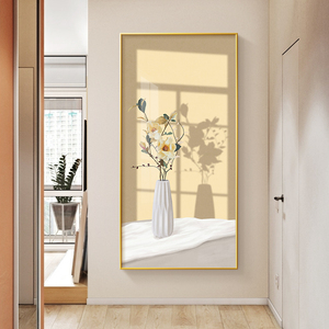 北欧风玄关装饰画现代简约入户门竖版挂画过道走廊静物插画壁画