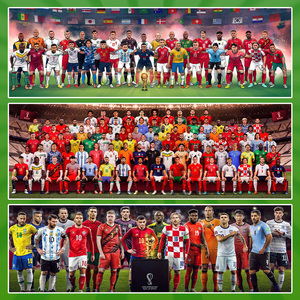 阿根廷世界杯海报2022卡塔尔32强全家福巴西法国葡萄牙足球队贴画