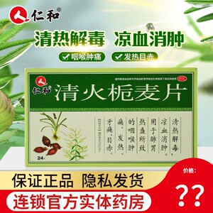 仁和清火栀麦片24片栀麦麦片桅麦非胶囊清热解毒咽喉肿痛凉血消肿