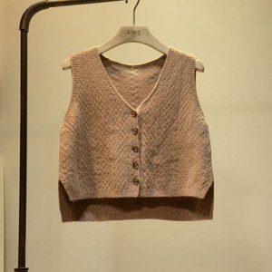 v领高腰短款针织坎肩背心女秋季新款韩版百搭无袖毛线开衫小马甲