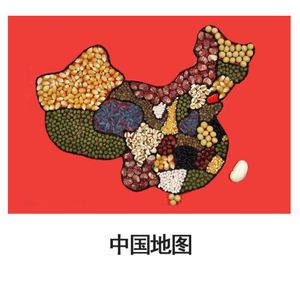 手工粘贴画创意diy材料豆豆画五谷杂粮贴画儿童手工制作中国地图