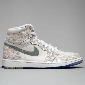 乔一代hiog lasergs aj1镭射白灰银反光男鞋女鞋篮球鞋705289-100