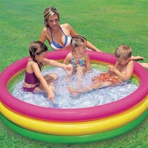 三环户外儿童水池充气游泳池圆形泡泡底戏水池婴儿钓鱼玩沙波波球