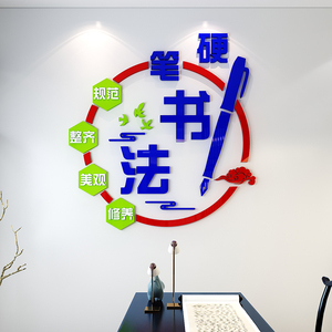 硬笔书法教室布置装饰教育培训机构辅导班文化墙背景创意励志标语