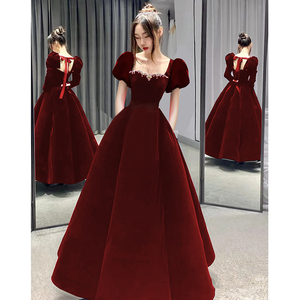 敬酒服2024新款新娘红色高级晚礼服女结婚订婚平时可穿小个子法式