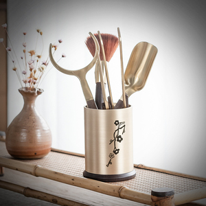 纯铜茶道六君子套装家用铜制功夫茶具配件整套泡茶工具茶夹茶刀勺
