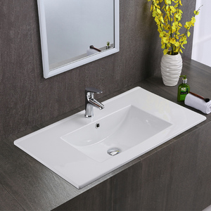 台中盆半嵌入式洗手盆厨房卫生间洗面盆洗脸盆浴室柜家用开槽柜盆