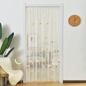 门帘纱帘蕾丝免打孔伸缩杆卫生间隔断帘防蚊家用装饰帘室内遮挡帘