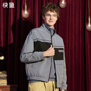 快鱼男士秋装夹克外套男2020年新款潮牌休闲棒球服立领长袖上衣男