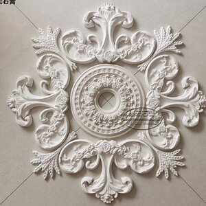 杰云法式石膏灯盘角花拼花吊顶雕花角小红书仿pu线条欧式吊灯造型