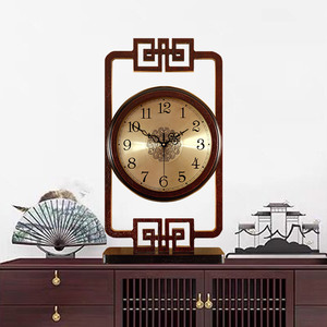 新中式实木座钟落地钟台式客厅钟表复古时钟家用摆件中堂摆件钟表
