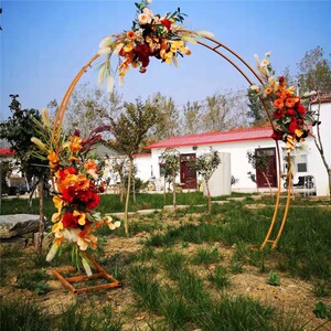 新款2020新款婚庆铁艺道具拱门绢花花z门半圆形气球装饰公园门户