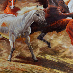 古吴女红纯手工刺绣画苏绣成品挂画办公室客厅装饰画八骏马到成功