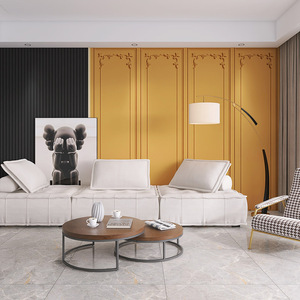 3d立体拼色石膏线轻奢墙纸客厅房间装饰壁画女装直播间背景墙壁纸