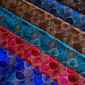 织锦缎布料小扇子鱼鳞纹手工diy辅料民族中国风包包提花旗袍面料