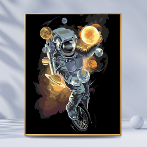 太空人丨油画油彩画diy数字油画手工填色填充宇航员简约治愈挂画