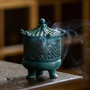 碌心 陶瓷中式长安宫灯香炉 家用盘香熏香炉 室内沉香檀香盘香炉