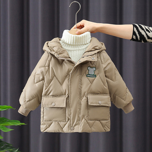 男童冬季棉衣2024年新款洋气宝宝羽绒棉服中长款儿童加厚棉袄外套